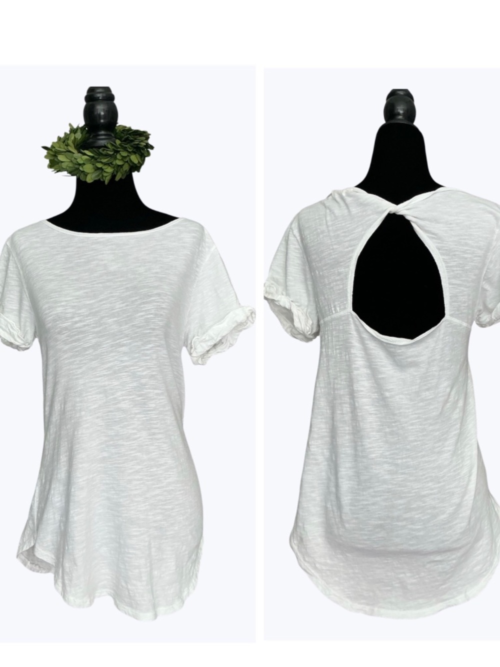 Anthropologie t.la White Cotton Back Cut Out T Shirt SZ S